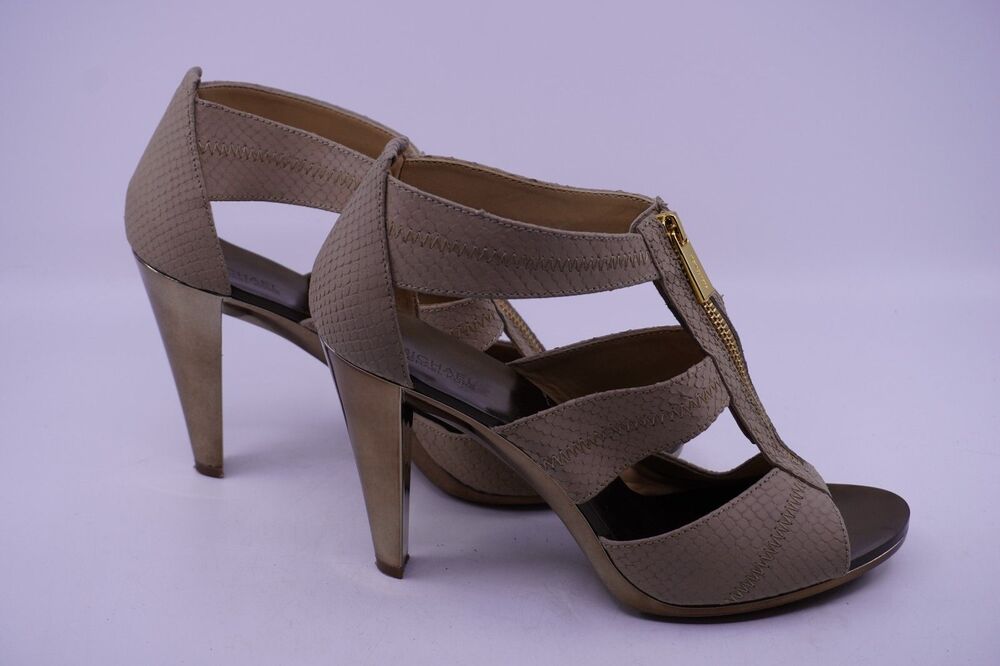 Michael Kors Gold Nude Zip Berkley Sandal Heels Women's Size US 10M